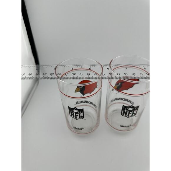 Arizona Cardinals NFL 16 oz Glasses 1980s Made for Mobil Gas 5.5" Tall Set of 2 - Picture 5 of 6